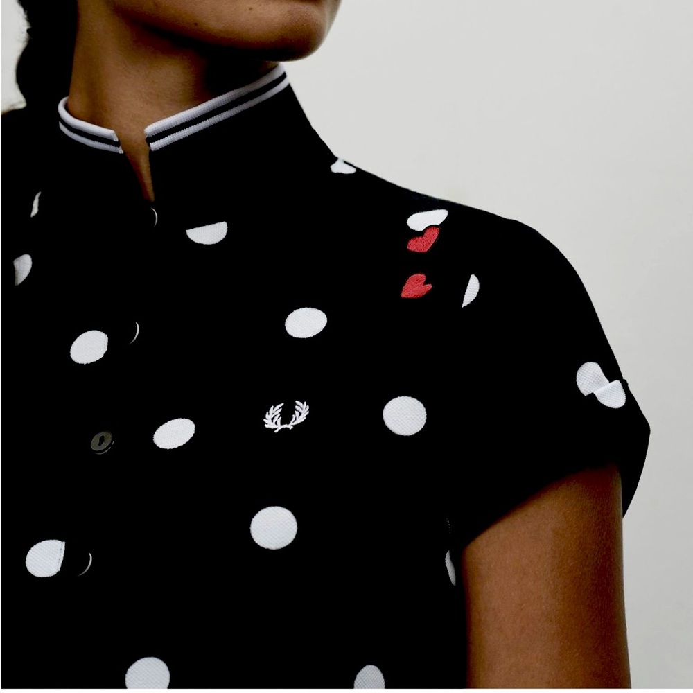 Amy Winehouse x Fred Perry Black Polka Dot Pique Shirt ♥️♥️